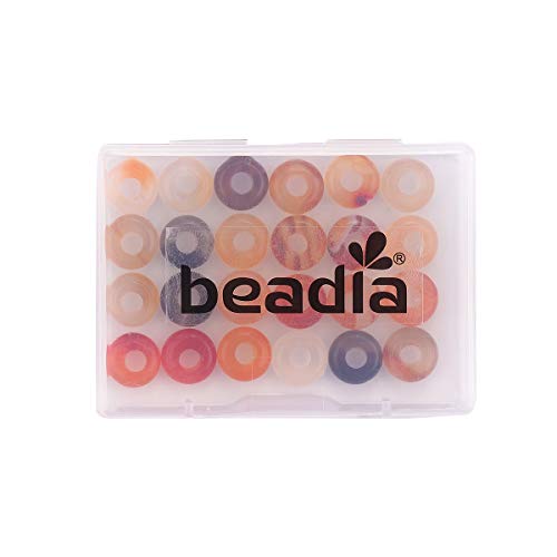 BEADIA Natural Red Agate Rondelle Stone with Large Hole (4mm) Loose Semi Gemstone Beads for Jewelry Making 10mmx4mm 24pcs - color: Red Agate, size: 10mm x 4mm