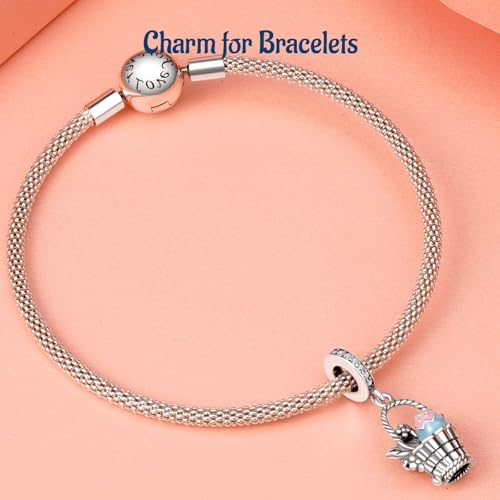 S925 Bead Dangle Charms for Bracelets Necklaces, Compatible with Pandora, Jewelry Making - style: Easter-Easter Baseket Charm