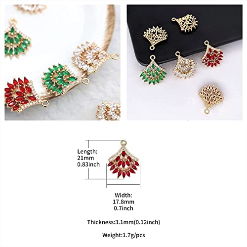 Crystal Zirconia Gold Plated Brass Charms for Jewelry Making Bracelet Necklace Earring Pendant Craft Supplies DIY Accessories - color: FlowerC-Mix-6Pcs