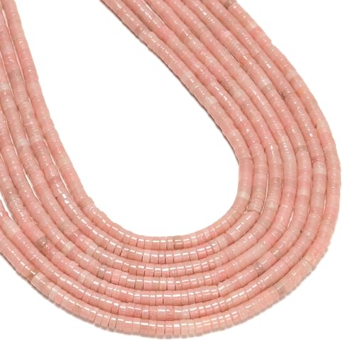 190 Pcs 2x4mm Chinese Pink Opal Gemstone Bead Heishi Disc DIY Beads for Bracelets Jewelry Making Crafts - color: Chinese Pink Opal, size: 2x4mm