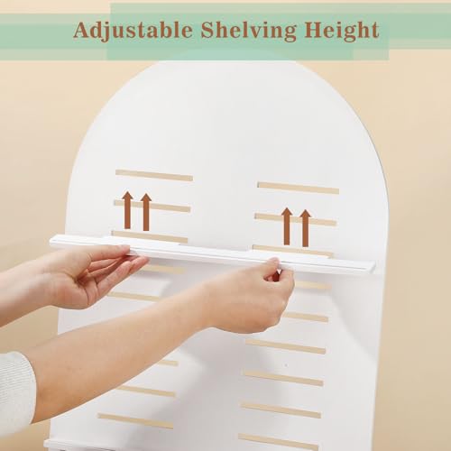 DoubleFill 5 Tier Wooden Earring Display for Vendor Arch Jewelry Display Stand Rack with Adjustable Height for Retail Selling - color: Grey White