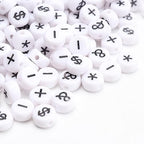 100Pcs Letter Beads - 4x7mm White Round Acrylic Alphabet Math Symbols for Jewelry Making DIY Bracelets Necklaces Key Chains - color: Math Symbols 100Pcs