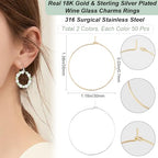 Beebeecraft 1 Box 100Pcs 316 Surgical Stainless Steel Wine Glass Charms Rings 30mm Round Hoop Earrings for Jewelry Making DIY Crafts (Gold, Silver) - color: Gold and Silver, size: 30mm