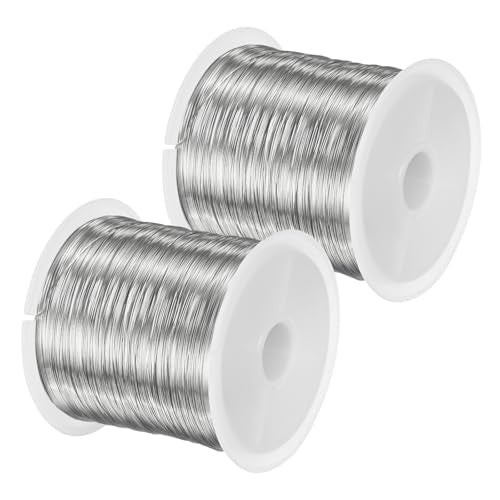 M METERXITY 2Roll 0.2mm Jewelry Wire, 32 Gauge 328FT Craft Wire Copper Beading Wire for Jewelry Making/Planting/Weaving/DIY Crafting, Soft Metal Wires [100M, Silver] - color: Silver, size: 32 Gauge 328FT