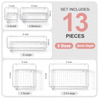13 Pcs Desk Organizer Tray for Makeup, 5 Sizes Vanity Makeup Drawer Organizer Set, Non-Slip Desk Drawer Organizer Trays for Bathroom, Bedroom, Office, Fits Jewelry - size: 13Pack