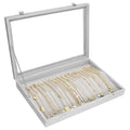 Siveit Necklace Organizer Box Premium 20 Hooks Velvet Necklace Display Jewelry Tray with Transparent Lid Jewelry Necklace Display Box for Necklace Pendants Suitable for Women and Girls (Grey) - color: Grey