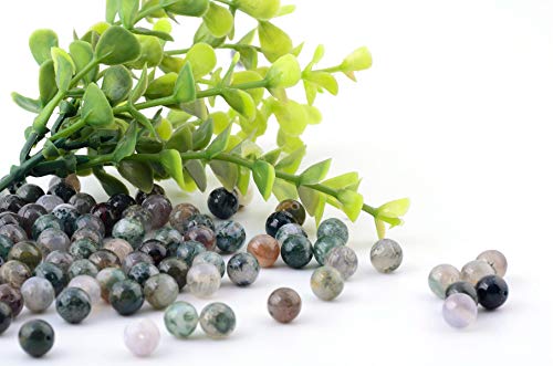 Natural Stone Beads 100pcs 8mm India Agate Round Genuine Real Stone Beading Loose Gemstone Hole Size 1mm DIY Charm Smooth Beads for Bracelet Necklace Earrings Jewelry Making (India Agate) - color: India Agate Green, size: 8mm