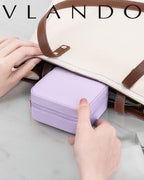 VLANDO Small Travel Jewelry Box Organizer - Girls Women Gift Rings Earrings Necklaces Jewelry Storage Display Case Purple - color: F.Purple