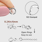 Spring Clasps Sterling Silver with Open Jump Rings Gold Necklace Clasps and Closures for Jewelry Making,Made in Italy - color: 3silver, size: 0.24inch