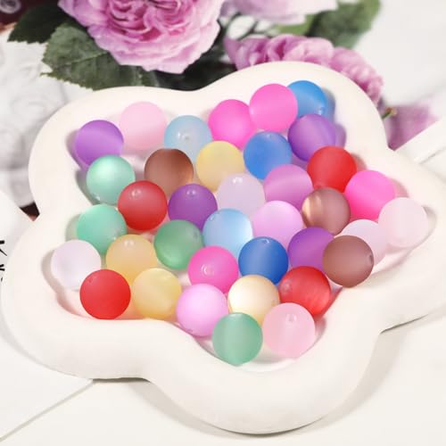 25pcs Resin Transparent Frosted Beads 16mm Cat Eye Circular Rubber Bead Spacer Bead DIY Making Friendship Bracelet Phone Chain Keychain Pen Beads Accessories (Light Mixed Color) - color: Light Mixed color