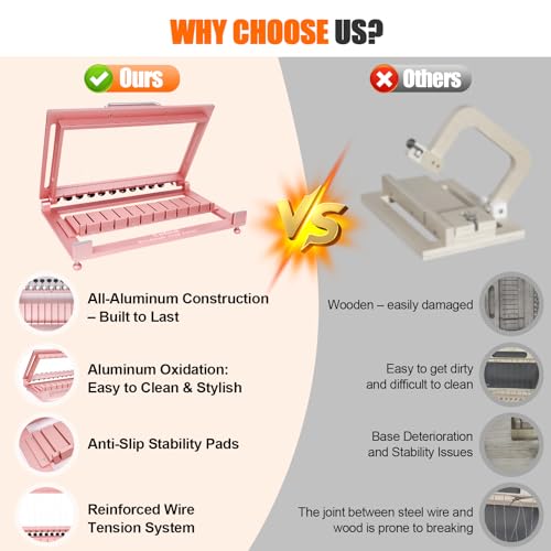 Multi Soap Cutter for Soap Making,Aluminum Soap Cutting Tool,Precision Soap Cutter Slicer with Cutting Wire for Cheese, Butter, Cake, Bread DIY (Pink) - color: Pink