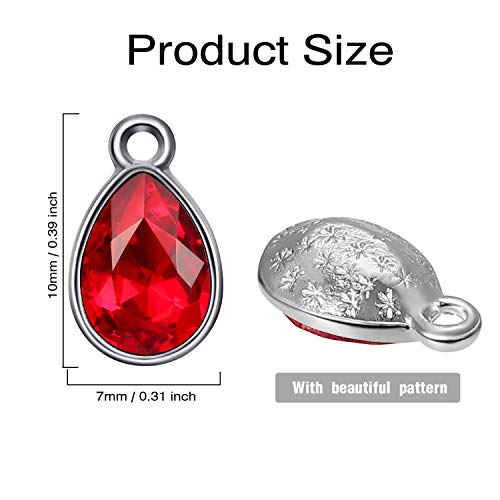 Hicarer 52 Pieces Water Drop Pendants Crystal Beads Pendants Charms Rhinestone Teardrop Jewelry Findings for Women DIY Necklace Jewelry Making, 7 x 10 mm, 13 Colors
