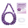 Natural Stone Beads Round Genuine Real Stone Beading Strand Loose Gemstones DIY Smooth Bead for Bracelet Necklace Earrings Jewelry Making (Amethyst, 8mm 45 Pieces) - color: Amethyst, size: 8mm 45pcs