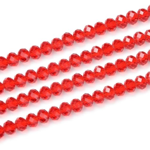 500pcs Czech Faceted Rondelle Crystal Glass Loose Beads 4mm Small Tiny Spacer Bulk Light Siam Red for DIY Craft Jewelry Making CCR406 - color: Light Siam Red, size: 4mm (0.16") - 500pcs
