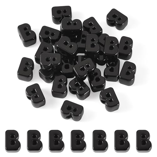 Craftora 30Pcs 20mm Black Large Letter Beads, Acrylic Big Alphabet Beads, Jumbo Initial Letter B Bead with Large Hole for Friendship Bracelets Keychain Bag Charms Shoelaces - color: Letter B