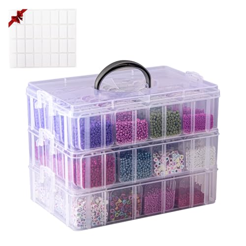 VTG Bead Organizer Box, 84 Pcs Small Organizers, 3-Tier Bead Storage Containers Portable Organizer and Storage Box Stackable Plastic Cases for Bracelet Making DIY Jewelry Nail Charms - style: 3 Tier