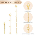 3 Pcs Necklace Extenders for Women 14K Gold Plated Necklace Extender Chain Extenders for Necklaces Anklet Bracelet Extender with Lobster Clasp Necklace Extension for Jewelry Making (1 2 3 Inch) - color: Gold