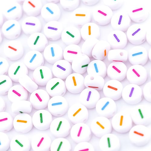 300Pcs Vowel Letter Beads I 4X7mm Individual Round Alphabet Beads for Friendship Bracelets Making - color: Round - I
