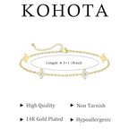 KOHOTA Silver Gold Bracelets for Women Trendy 14K Gold Plated Bracelet for Women Non Tarnish Dainty Stackable Clover Flower Heart Butterfly Diamond CZ Charm Station Bracelets Stack Jewelry Gifts - color: A: Clover-Gold