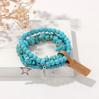 3Pcs Crystal Bracelet for Women Handmade Crystals and Healing Stones Bracelets Natural Stone Beaded Bracelets Set Star Moon Feather Boho Bracelets Birthday Gifts for Women Girls
