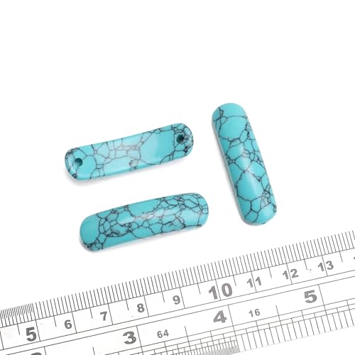 BEADIA Curved Blue Turquoise Stone Beads 36x10mm 4pcs for DIY Bracelet Jewelry Making - color: Blue Turquoise