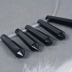 50mm Natural Black Obsidian Hexagonal Wand Jewelry Making Crystal Pointed Chakra Reiki Healing Beads 2mm Hole Drilled(Pack of 5) - color: Black Obsidian