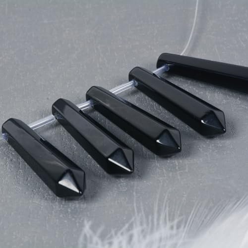 50mm Natural Black Obsidian Hexagonal Wand Jewelry Making Crystal Pointed Chakra Reiki Healing Beads 2mm Hole Drilled(Pack of 5) - color: Black Obsidian