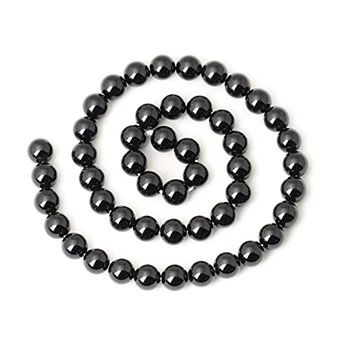 45PCS 8mm Black Smooth Polish Onyx Agate Gemstone Round Loose Beads for Jewelry Making 1 Strand 15" - color: Black Onyx, size: 8mm 45PCS