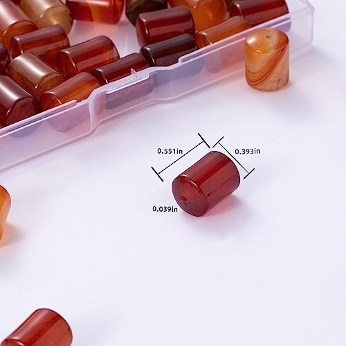 Natural Red Agate Cylinder Tube Beads 10x14mm 38cm/str Loose Semi Gemstone Stone Beads for Making Bracelets Necklace - color: Red Agate