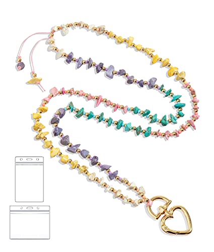 BettDecor Lanyards for ID Badges and Keys, Fashion Turquoise Beaded Lanyards for Women, Cute Teacher Lanyard for Office, Leisure and Vacation（Colorful Turquoise） - color: C-colorful2