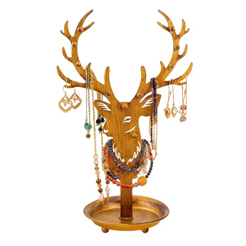 Gold Antler Jewelry Organizer Stand Display Earring Organizer Necklace Holder Stand Rack Jewelry Tower Metal Jewelry Stand Wedding Earring, Necklace Ring Jewelry Tree Home Decoration Gift for Woman - style: Antler