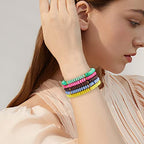 Ornaland Heishi Surfer Bracelets Set Polymer Clay Heishi Beads Stretch Bracelets Multi-Layer Stackable Friendship Bracelets Bohemia Summer Beach Jewelry for Women - color: Colorful-3