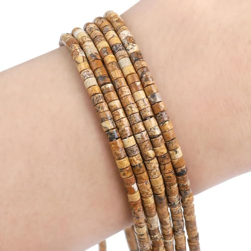 152pcs 4x2mm Natural Picture Jasper Heishi Disc Rondelle Spacer Stone Semi Precious Gemstone Loose Beads for Jewelry Making 15 Inch - color: Picture Jasper, size: 4x2mm