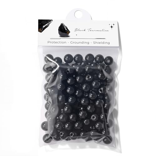 Raicegs 100pcs 8mm Black Tourmaline Beads Natural Gemstone Beads Round Loose Beads for Jewelry Making DIY Bracelets Necklace - color: Black Tourmaline, size: 8mm Round