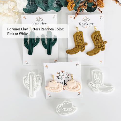 Xaekicr Western Theme Polymer Clay Cutters Set – 3PCS Cowboy Hat Boot Cactus Clay Earring Cutters, Polymer Clay Molds and Tools for DIY Jewelry Making - color: Z color