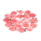 LE SKY 20 Pcs natural stone pendants heart shape healing stone charms for jewelry making - color: watermelon red stone
