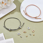 arricraft 4 Sets 2 Colors Stainless Steel Stopper Beads, Insert 2-hole Metal Adjustable Slide Clasp Beads with Column End Caps for DIY Bracelet Necklace Jewellery Making Accessories
