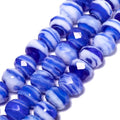 7.5×10mm 50pcs Blue White Faceted Lampwork Glass Beads for Jewelry Making, Flat Round Handmade Murano Beads for Bracelets, Crafts, Friendship Bracelet Kit, Rosary Making - color: Blue White