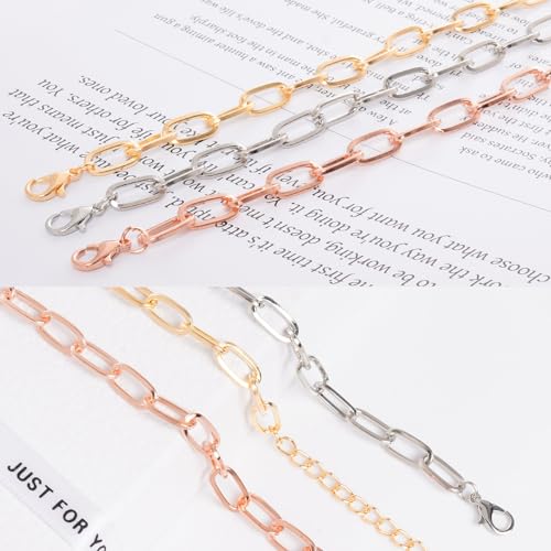 20pcs Chain Bracelets Kit Alloy Link with Lobster Clasps for Christmas DIY Women Jewelry Findings Bracelet Making (Gold & Rose Gold) - color: Gold & Rose Gold