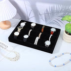 2 Pack 12 Grid Velvet Watch Tray Organizer with Removable Pillows - Stackable Bracelet & Bangle Display Holder for Drawer, Store, or Travel - Black
