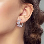 LAZA 925 Sterling Silver Hoop Earrings for Women, Sterling Silver Butterfly Hoops Colorful Flowers Hoop Huggie Earrings Hypoallergenic Jewelry Gifts for Women - color: Pink Bowknot Earring