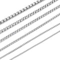 Square Rolo Chain Necklace Stainless Steel Round Box Necklace for Men Women/2mm-7mm/16Inch-36Inch - color: Stainless Steel-Silver, size: 24 Inches, style: 7 mm width