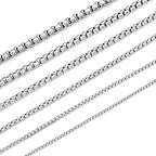 Square Rolo Chain Necklace Stainless Steel Round Box Necklace for Men Women/2mm-7mm/16Inch-36Inch - color: Stainless Steel-Silver, size: 20 Inches, style: 2 mm width