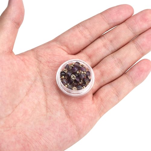 Beadia Natural Faceted Cube Stone Charms 4mm 30pcs with Untarnish Metal Accessories Loose Square Beads for DIY Jewelry Making - color: Amethyst
