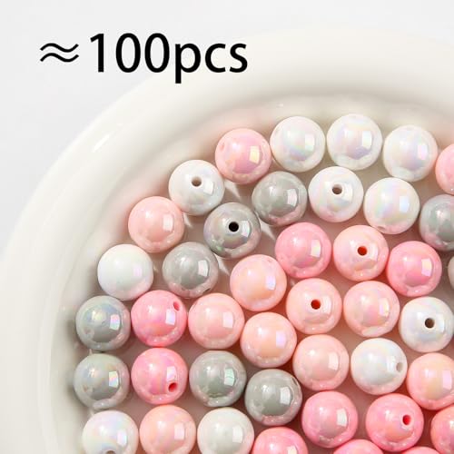 16mm Acrylic Beads 100pcs Chunk Bubblegum Bead Beads for Pens for Necklace Jewelry Bracelets DIY Crafts Making (graypink) - color: graypink