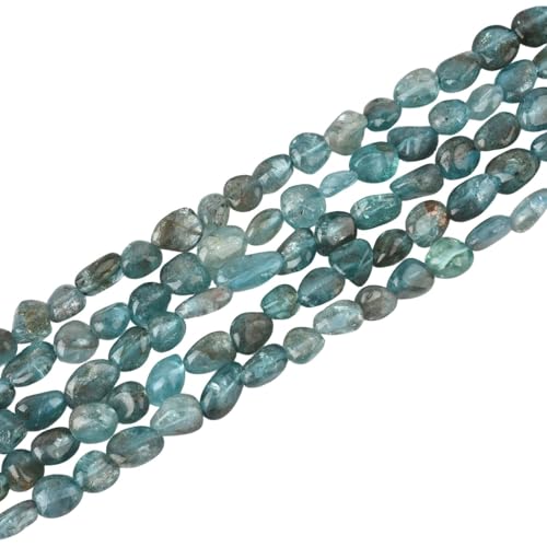 HAAMIIQII Natural Green Apatite Pebble Stone 5-8mm Small Irregular Freeform Tumbled Loose Gemstone Beads for Jewelry Making Strand 15 Inch (45-50pcs) - color: Green Apatite
