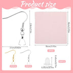 Stainless Steel Earring Hooks 100 Pieces DIY Earrings Making Kit, 50 Silver and Gold Earrings Hooks with 50 Clear Silicone Earring Backs and 2 Polishing Cloth for Jewelry Making