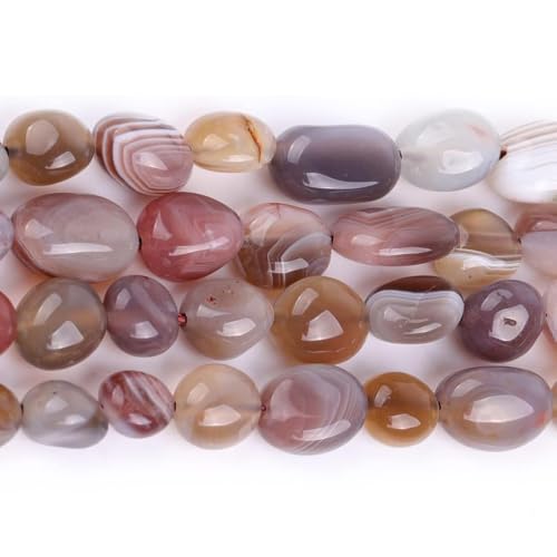 HAAMIIQII Natural Banded Agate Pebble Stone 5-8mm Small Irregular Freeform Tumbled Loose Gemstone Beads for Jewelry Making Strand 15 Inch (45-50pcs) - color: Botswana Agate