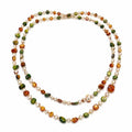 Long Boho Beaded Necklace for Women, Convertible Layered or Single Strand Necklace, Green Brown Irregular Stone Bead Necklace, Vintage Vacation Statement Jewelry