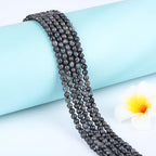 Natural Stone Beads Round Genuine Real Stone Beading Strand Loose Gemstones DIY Smooth Bead for Bracelet Necklace Earrings Jewelry Making (Black Larvikite, 4mm 90 Pieces) - color: Black Larvikite, size: 4mm 90pcs